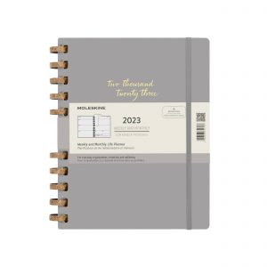 Moleskine 2023 Spiral Planner, 12M, Extra Extra Large, Remake Smoke, Hard Cover (8.5 x 11) book cover